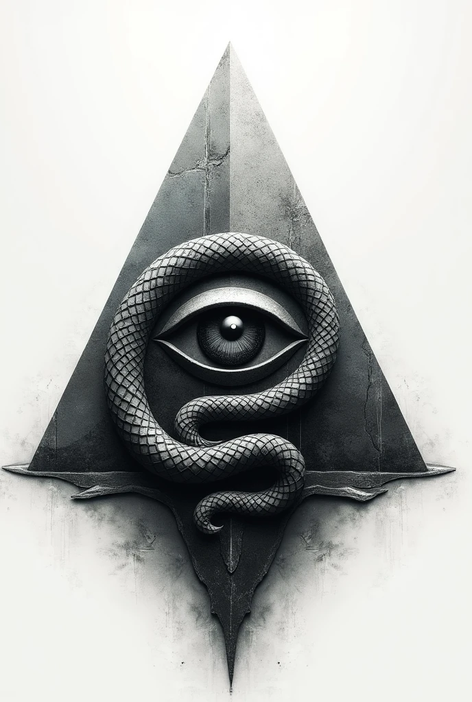 Logo, a pyramid with an eye in the center and a snake coiled around it