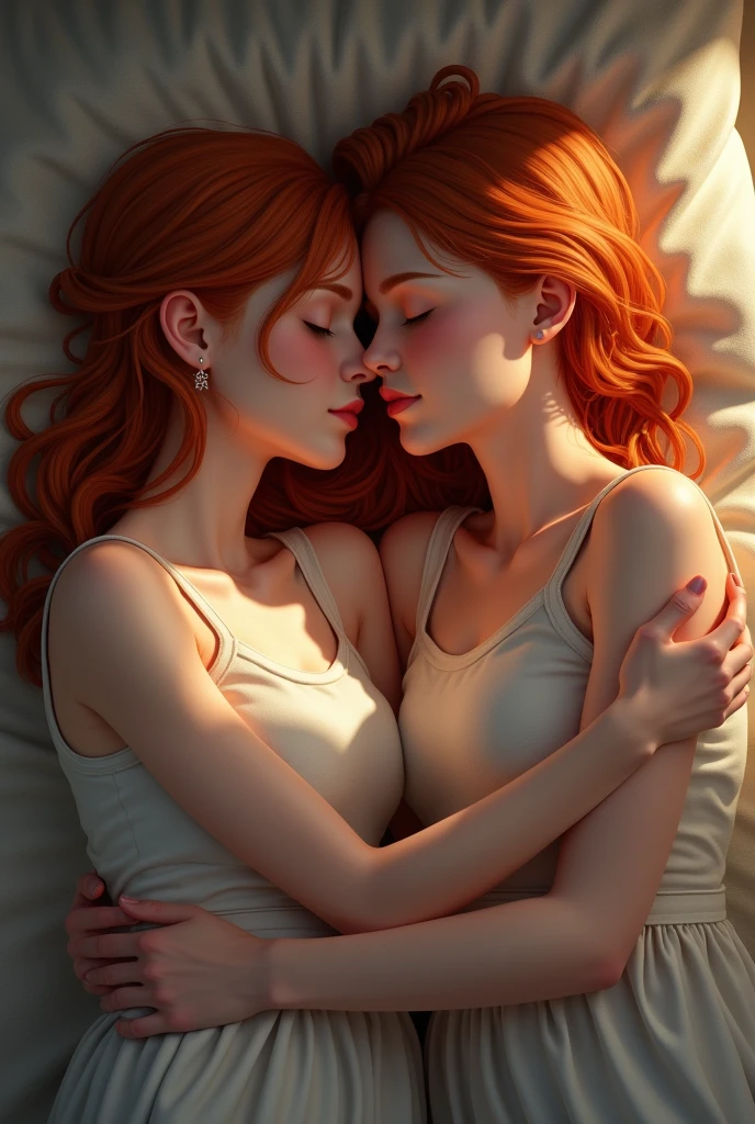 redhead woman with redhead man,lying down sleeping together