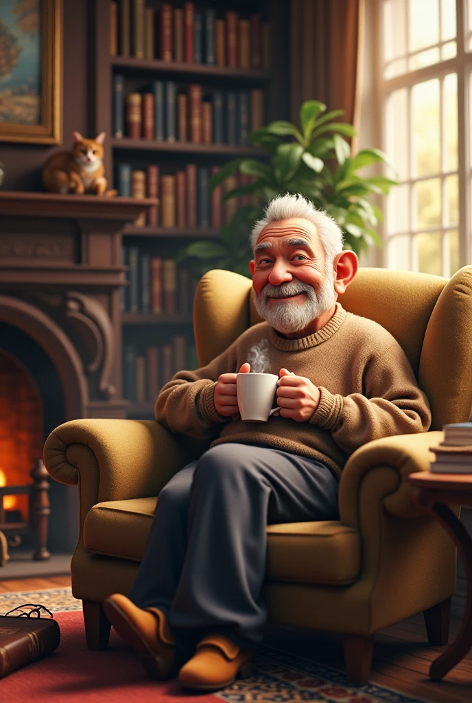 Create a picture of a retiree enjoying his retirement