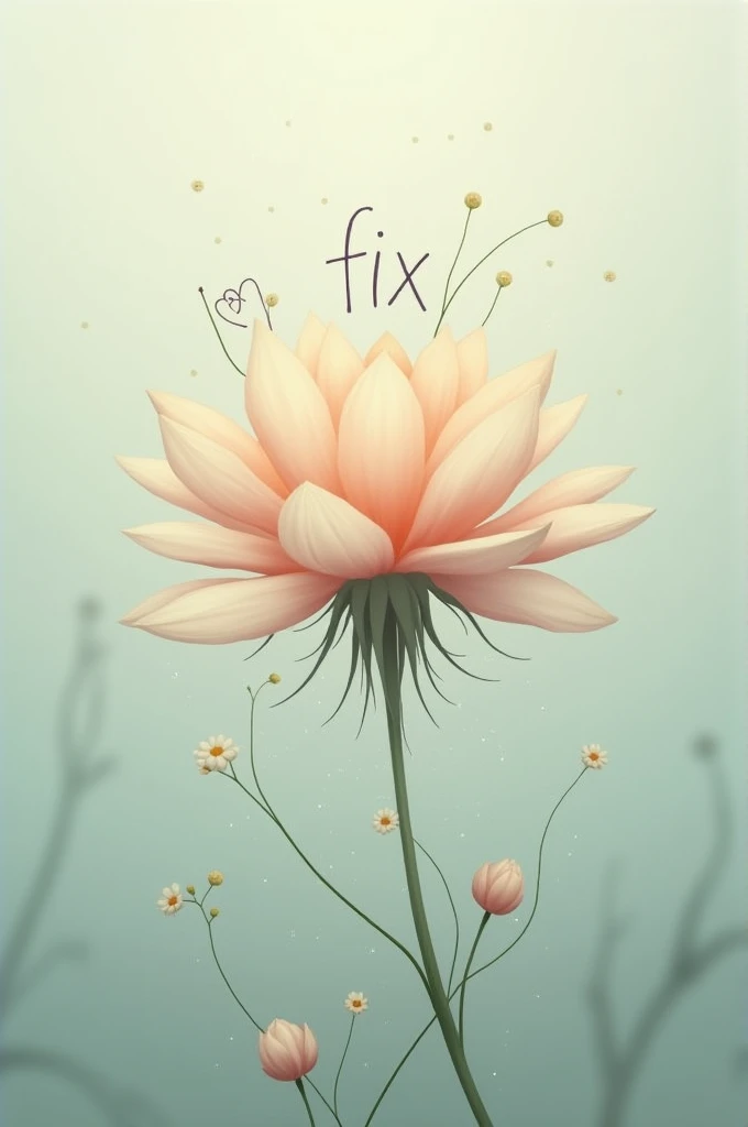 Mix in an image a Murakami flower with the phrase fix you in italics