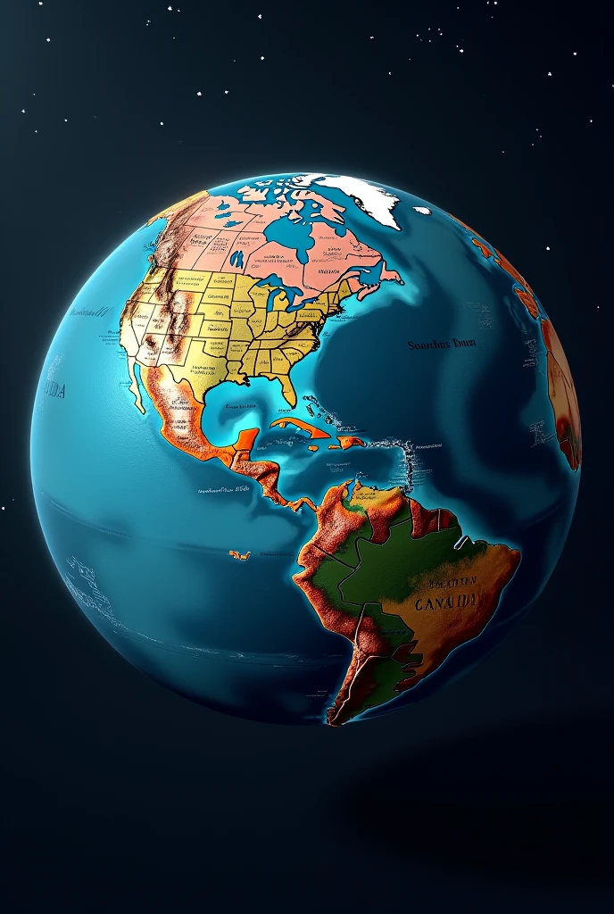 Globe with America and Canada 
