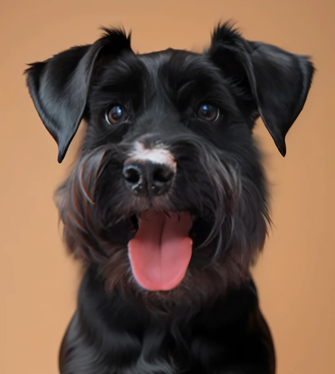 a very cute furry dog, hairs drawn like cartoon, perfectly drawn eyes, eyes like a cartoon drawing, beautiful eyes, perfect eyes, she is very happy, she is smiling, the image is very detailed