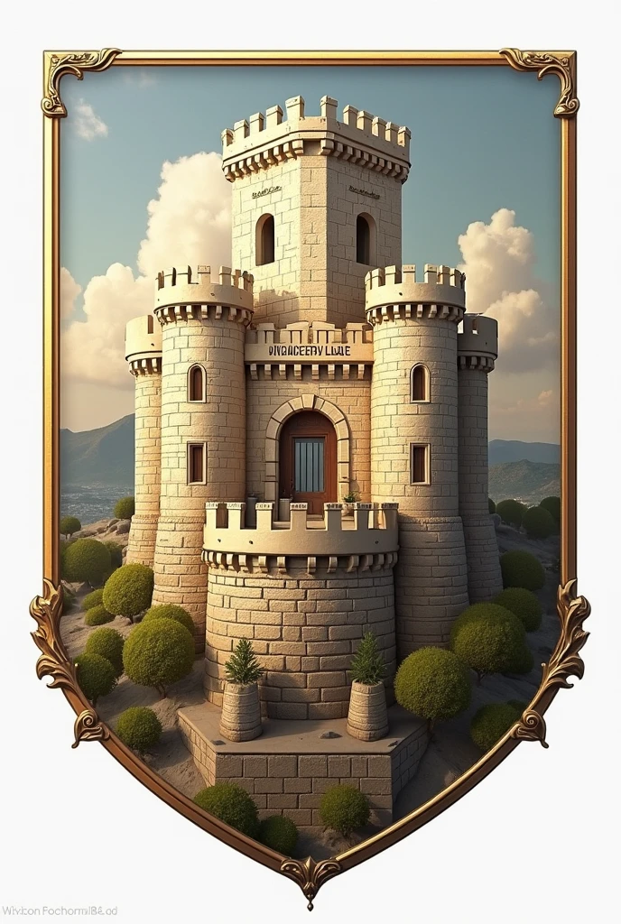 Avignon Football Club emblem. Color: ivory. I want to see a fortress here.