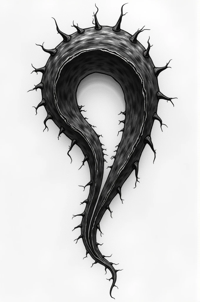 Falciform cell, black and white tattoo