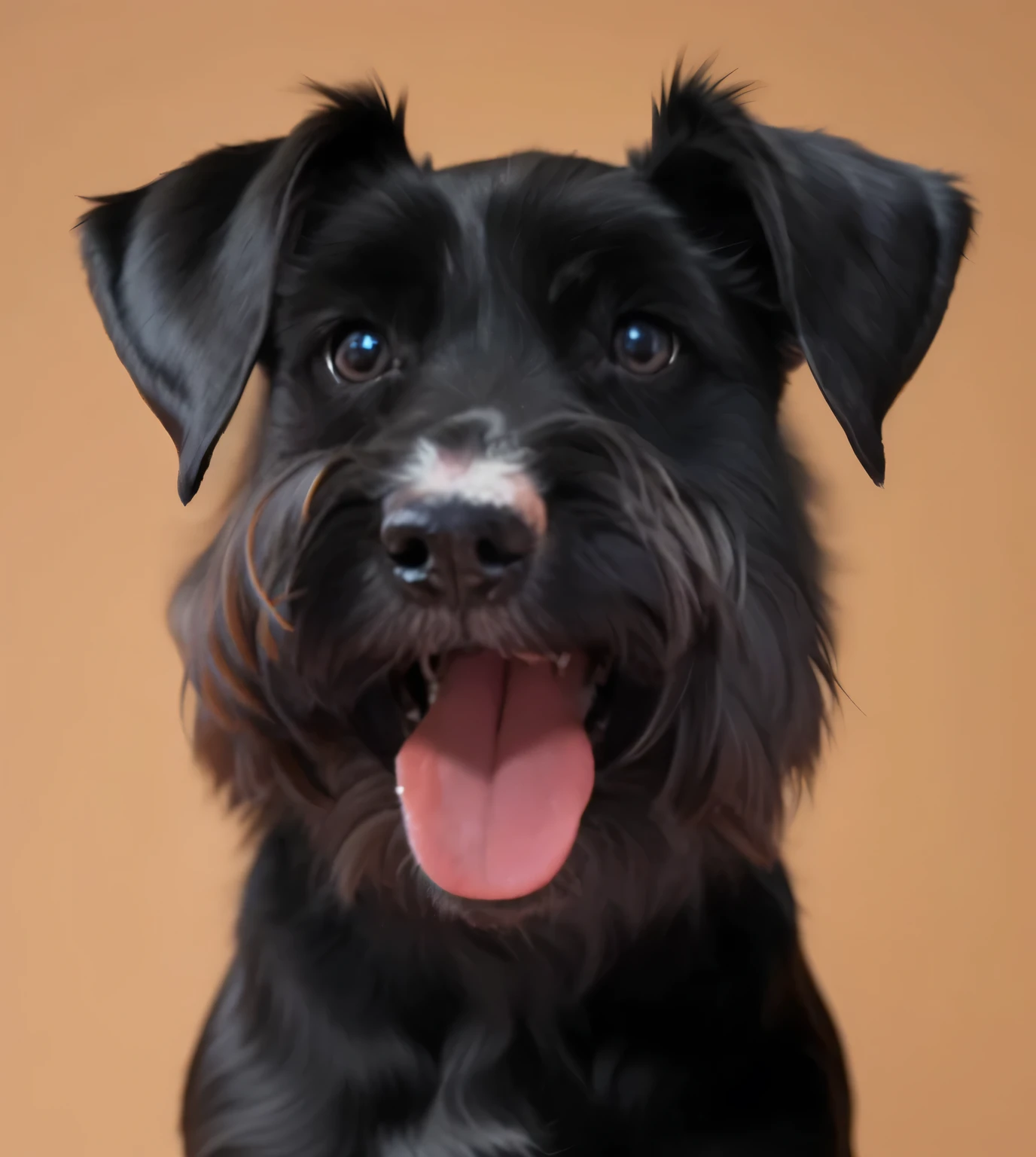 a very cute furry dog, hairs drawn like cartoon, perfectly drawn eyes, eyes like a cartoon drawing, beautiful eyes, perfect eyes, she is very happy, she is smiling, the image is very detailed