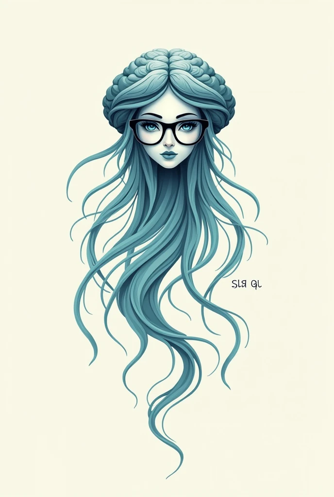 make me a logo with jellyfish (greek goddess)with glasses with the number 6 and the name of six gylia