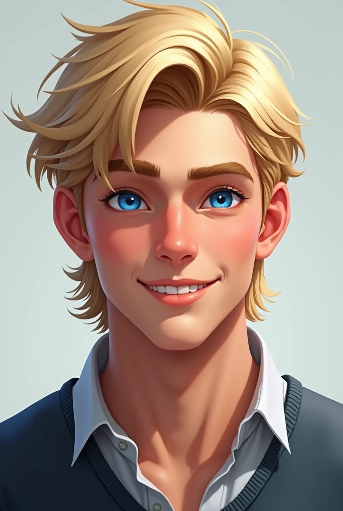 Character drawing of a white blond man for a profile on a gaming channel on YouTube