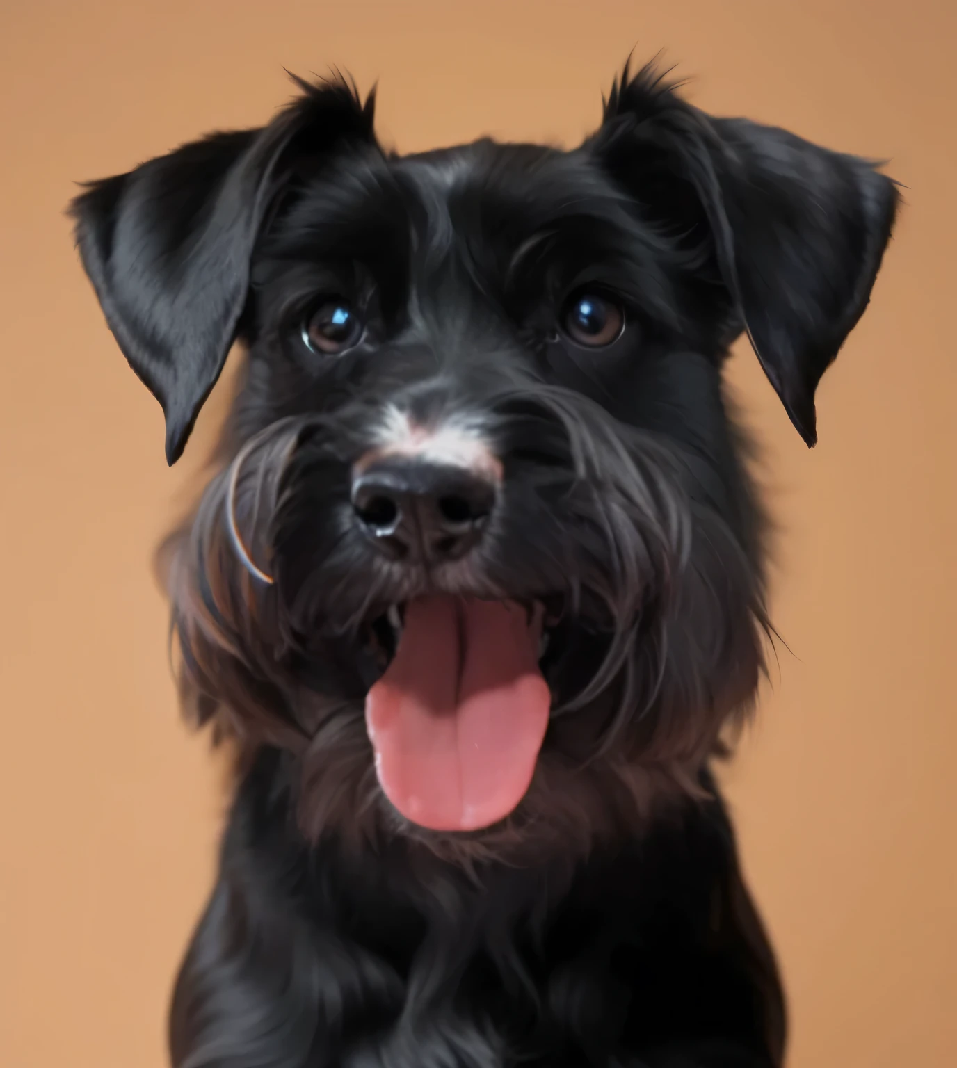 a very cute furry dog, hairs drawn like cartoon, perfectly drawn eyes, eyes like a cartoon drawing, beautiful eyes, perfect eyes, she is very happy, she is smiling, the image is very detailed