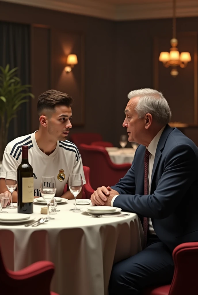 Real Madrid player Endrik having dinner with Bob Chalton