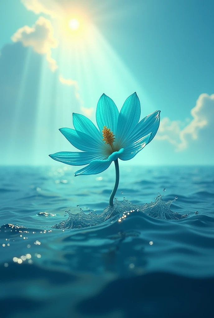 Turquoise flower in the middle of the sea