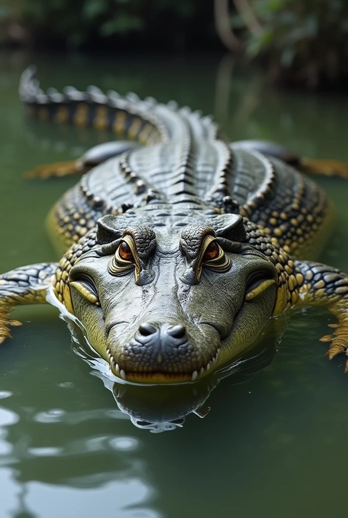 Crocodile corps complet sur l'eau éclabousser les vague 
