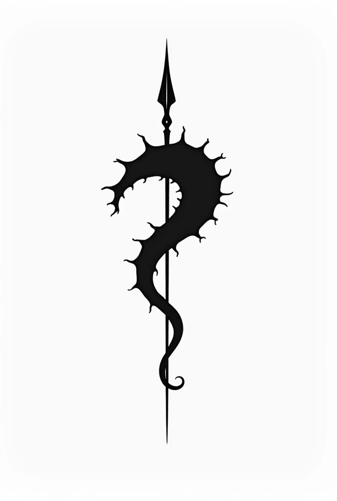 Falciform blood cell, needle in the center. black and white tattoo, minimalist