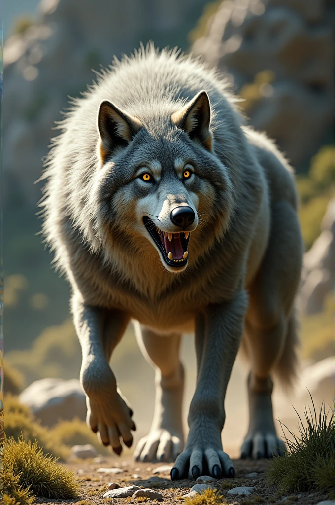 Furry wolf without clothes and excited