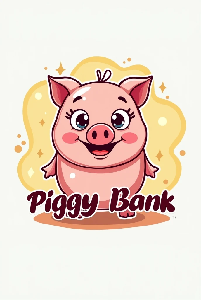 Generate a logo that has to do with the sale of animated piggy banks that is child-like
