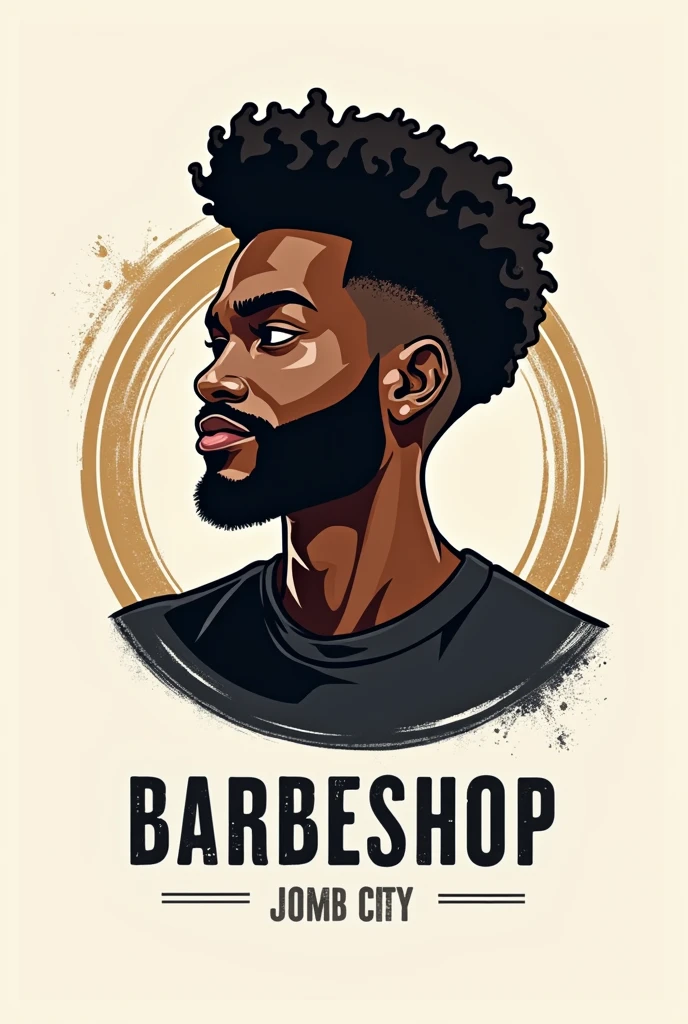 Create a barber shop logo with an Afro-male theme 
