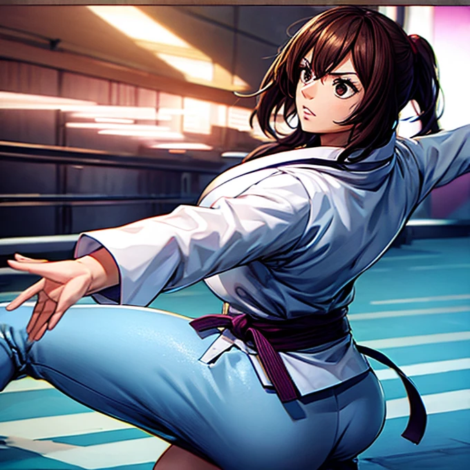 A woman doing karate