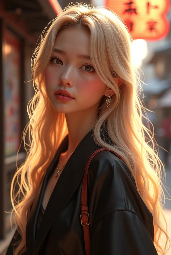(masterpiece、Highest quality:1.3)、(Highest quality、8k、masterpiece:1.3)、Real and high-quality photo、Photorealistic、Highest quality、Professional Lighting、Hard lighting。Realistic skin texture、Perfect body、
BREAK
1 cute、Very long blonde hair、Gal Style、fashionable、Trendy、Japanese Fashion、smile、Full Body BREAK Contrast of Light and Shadow、dramatic、Detailed Environment、Expressive eyes、Fusion of modern and traditional、High definition、Intricate Design、A fascinating scene、