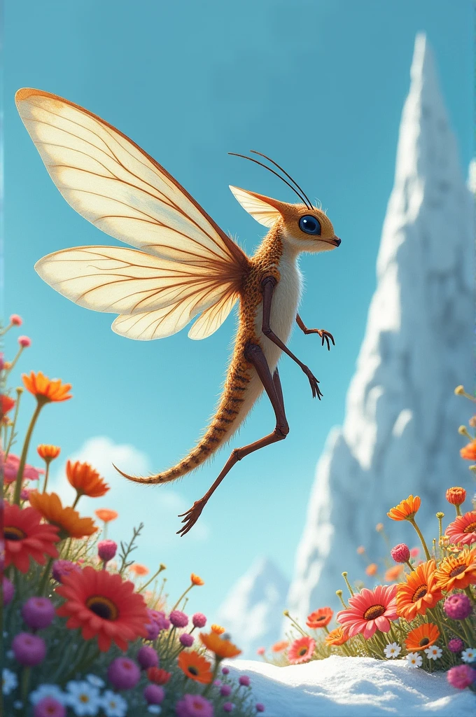 Winged explorer of flowers in Antarctica