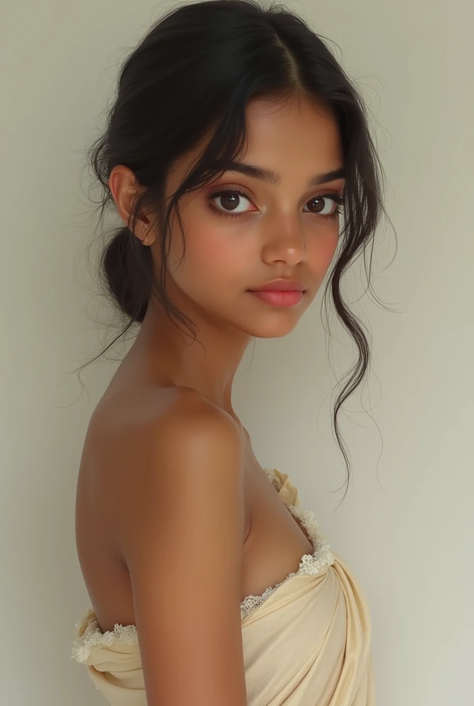 Nude Egyptian teen, puffy pussy, seductive eyes, lustful face, beautiful body, detailed skin, young, nice pussy, perfect eyes, beautiful eyes, perfect lips, perfect young teen, 16yo