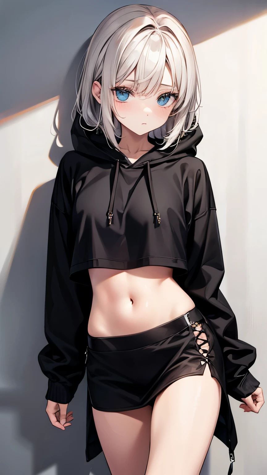 Black hoodie with bare midriff