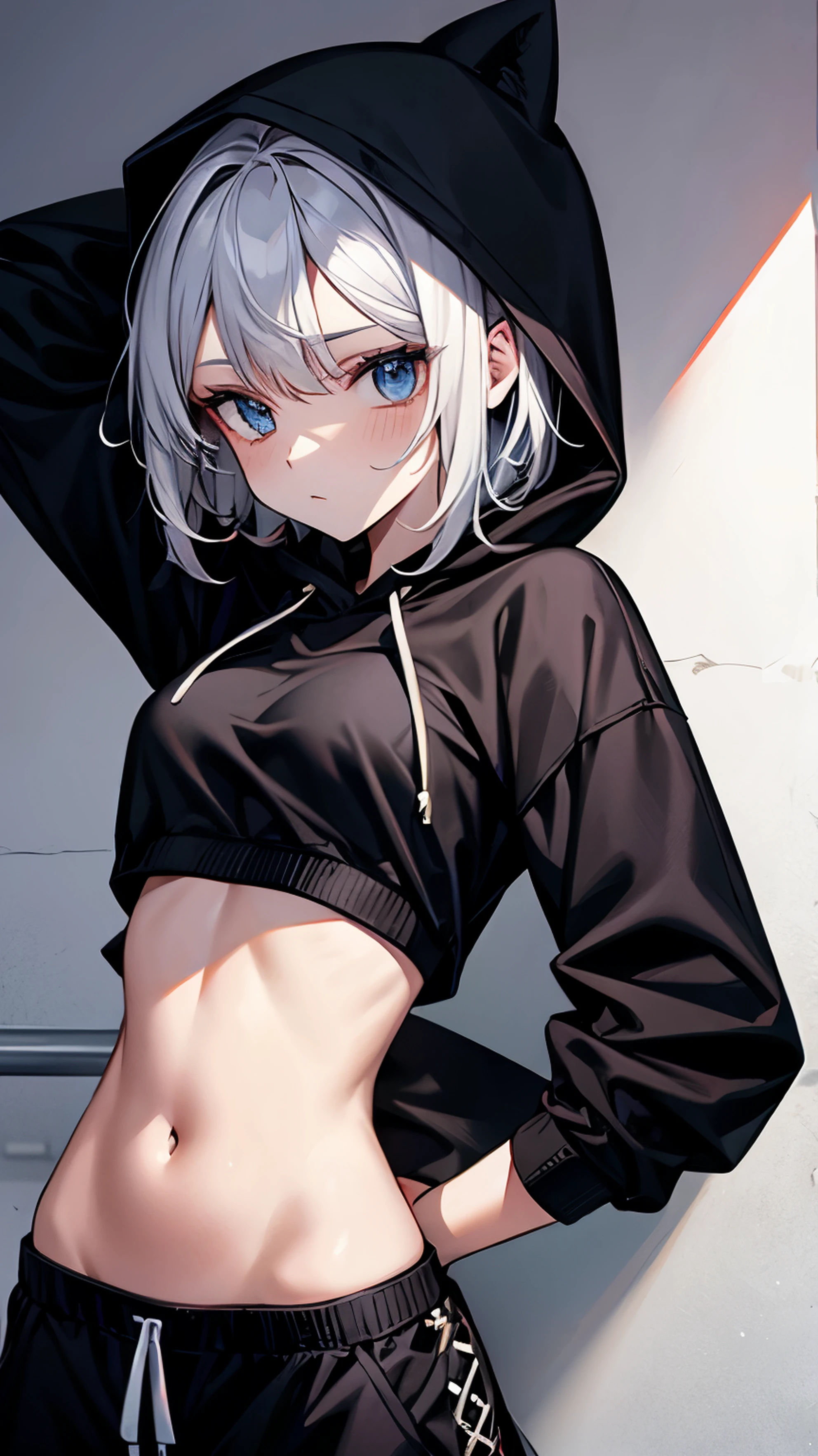 Black hoodie with bare midriff