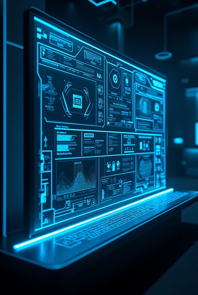 neon blue hud, ui, gui futuristic screen