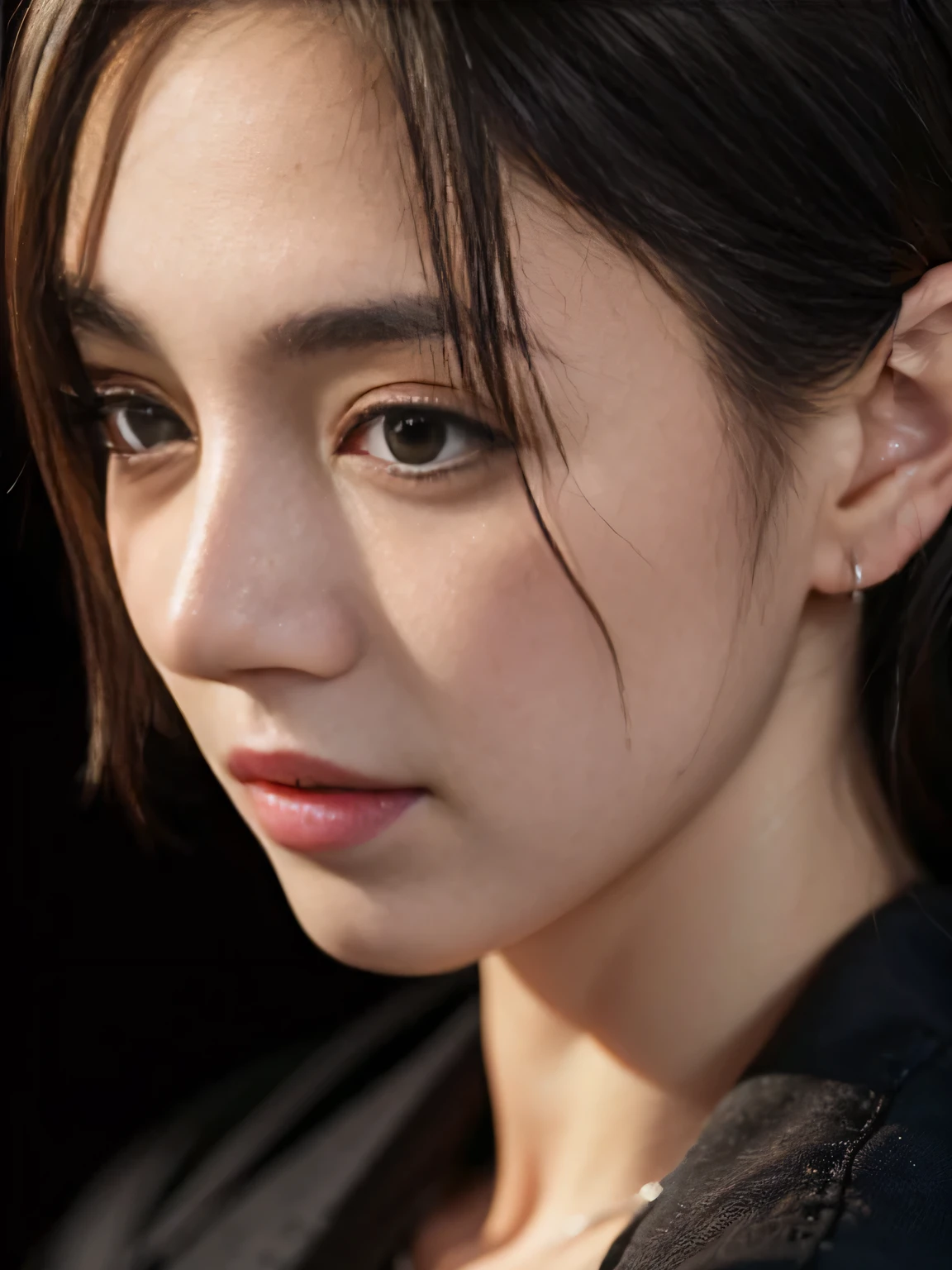 ((((highest quality))))、(((Ultra-precision CG16K wallpaper)))、(((masterpiece)))、(((Super detailed)))、(((super extreme details)))、1people's women、mature woman、24 year old woman、((Japanese face))、((very beautiful face))、((Mai Shiraishi:1.5))、((straight semi-long hair、blunt bangs))、(shiny brown hair)、beautiful delicate eyes、brown eyes、raised eyebrows、high nose、small nostrils、small mouth、seductive lips、beautiful breasts、((C cup size breasts))、cleavage、plump body、(Chubby body type)、perfect proportions、perfect anatomy、perfect composition、beautiful detailed shading、beautiful natural lighting、beautiful detail glow、Depth of the bounds written、(((High chroma)))、(((real:1.9)))、((vivid:1.5))、((edge:1.6))、((beautiful skin))、((skin texture))、((Realistic skin feel))、(((cowboy shot、Thigh:1.5)))、((Angle seen from the front:1.5))、((Surprised face with open mouth:1.4))、(Eyes looking at me:1.5)、Bright daylight、Natural light、(((outside the dilapidated building:1.2)))、(standing pose:1.5)、(((Wearing a heavily torn mint green tank top、Wearing severely torn white shorts:1.6)))、((Completely naked:1.2))、((earrings、wearing necklace:1.3))、