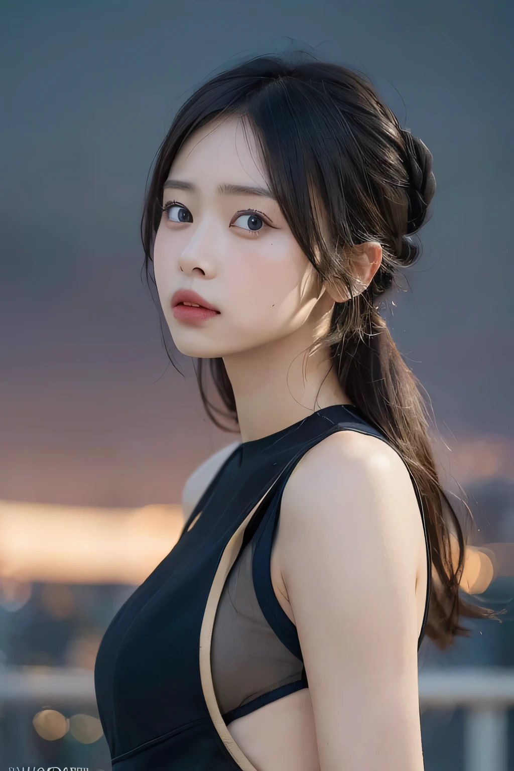 cute & Like \(Idol Master\), facial, (8k, RAWphotograph, Highest quality, masterpiece:1.2), Super detailed, Ultra-high resolution, (Realistic, photo Realistic:1.2), High-definition RAW color photograph, professional photograph, Depth of written boundary, Very delicate and beautiful, Very detailed, 8k wallpaper,  Moisturized Skin, art：balcom green, (art：David Alfaro Siqueiros:1.3),  photograph, Shoulder height shot of an intelligent South American kiteboard energy pattern, Background [Chicago|Fossil fuel power plants], At dusk, Neo, Flat lighting, Film Grain, Digital SLR, 800mm lens, behance hd,(Big Tits 1.8), 1, Ultra slim body,