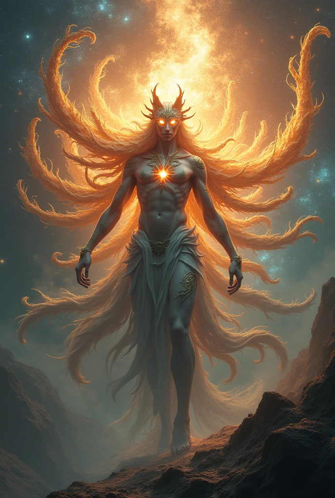 God with eyes of shining flame, tails