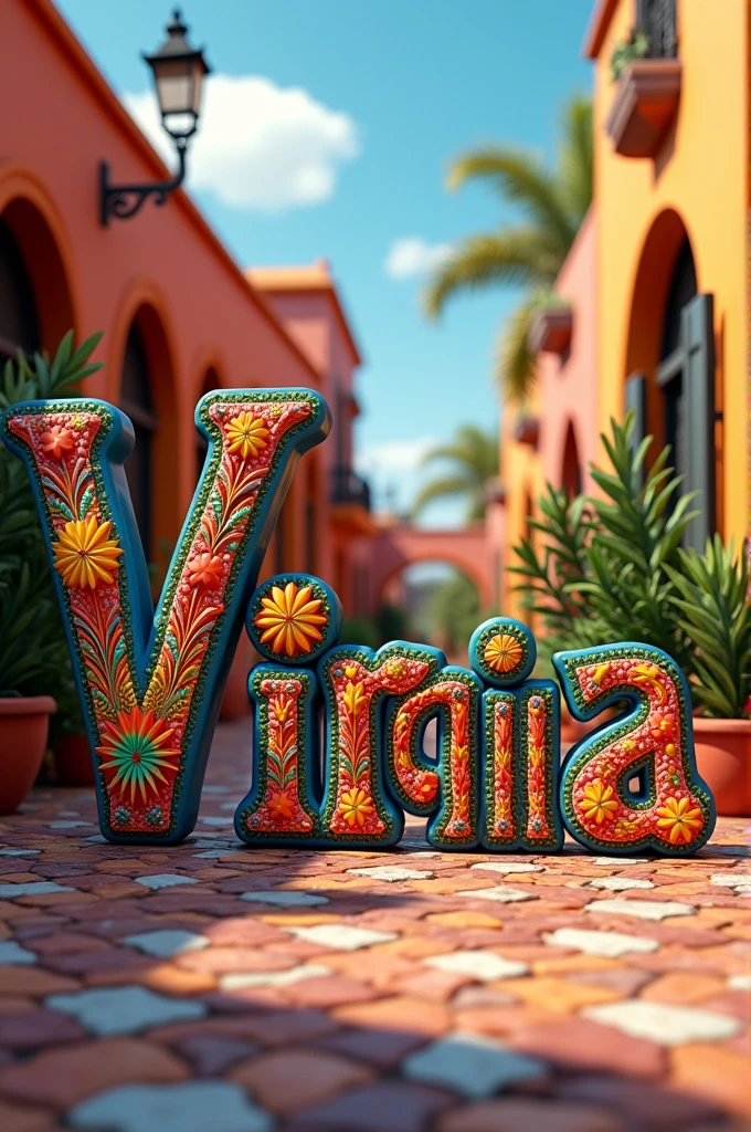 Make me the name of Virginia 3D with Mexican theme