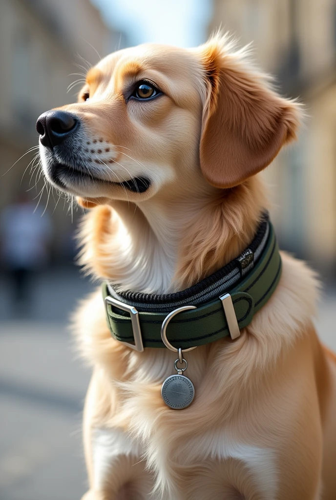 pet collar! with leather, plastic, fabric and metal buckle.