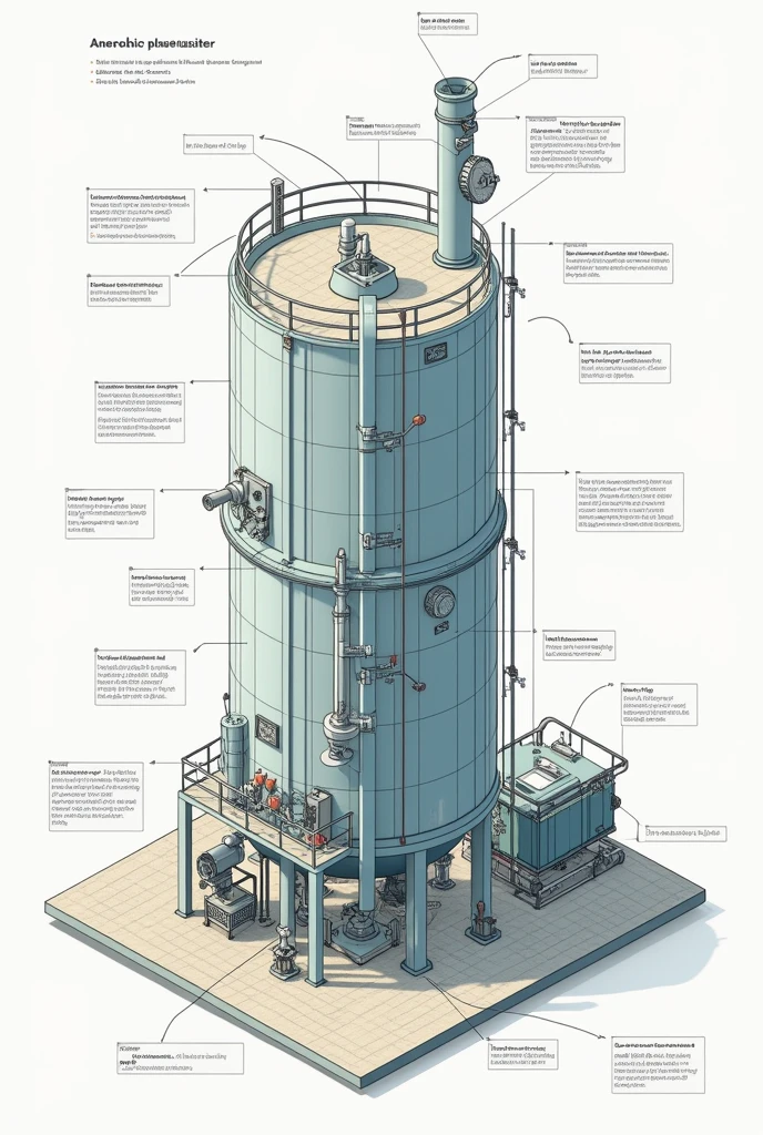 A schematic design of an anaerobic digester with a biogas system
