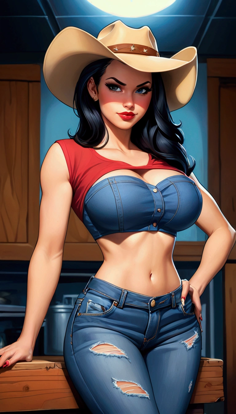 Katy Perry baring her midriff in a red tank top, at a bar in Florida ((best quality)), ((masterpiece)), ((big breasts)), ((cleavage)), ((midriff))