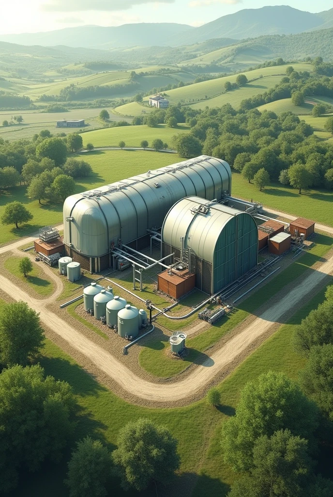 A schematic design of an anaerobic digester with a biogas system for a rural area