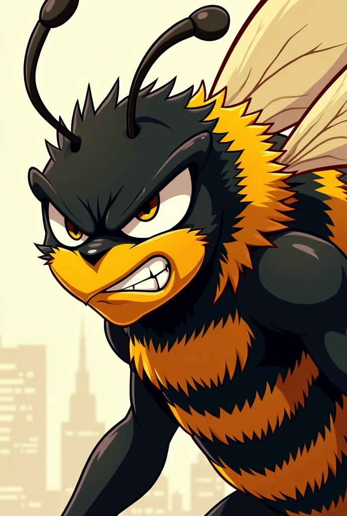 Cartoon of an angry but cool bee