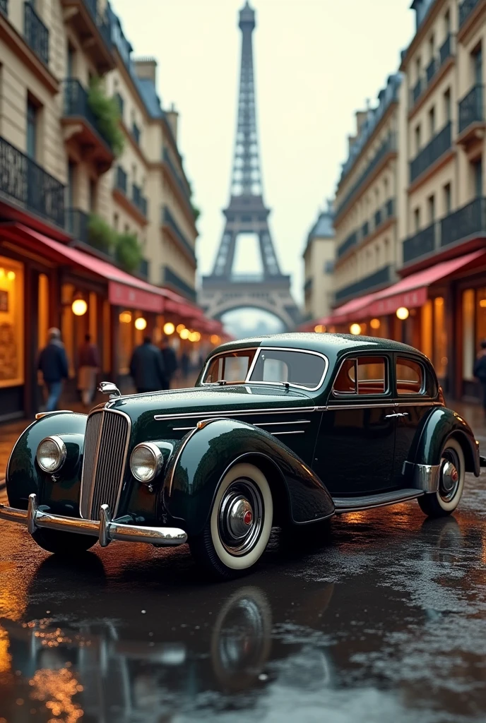 A vintage car from 1940 in the city of Paris 