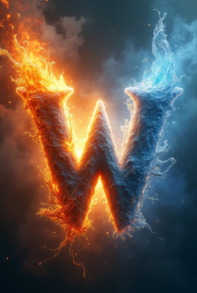 A W with fire and water with a nice touch