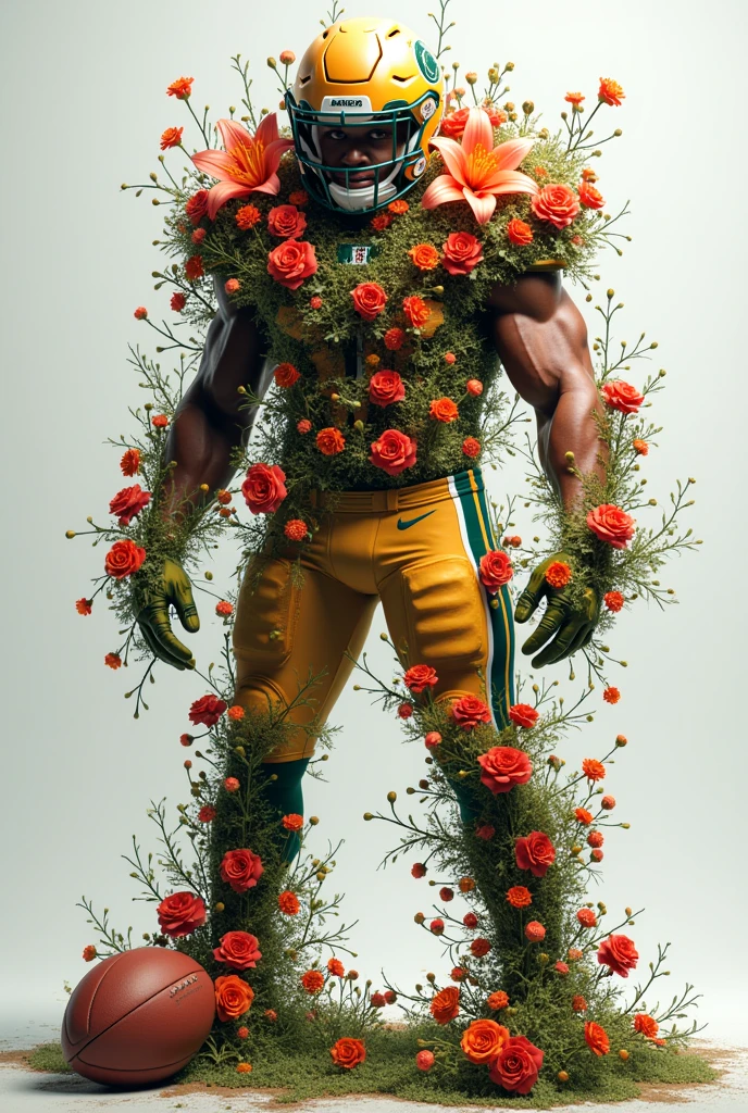 Created a football player wrapped in a flower