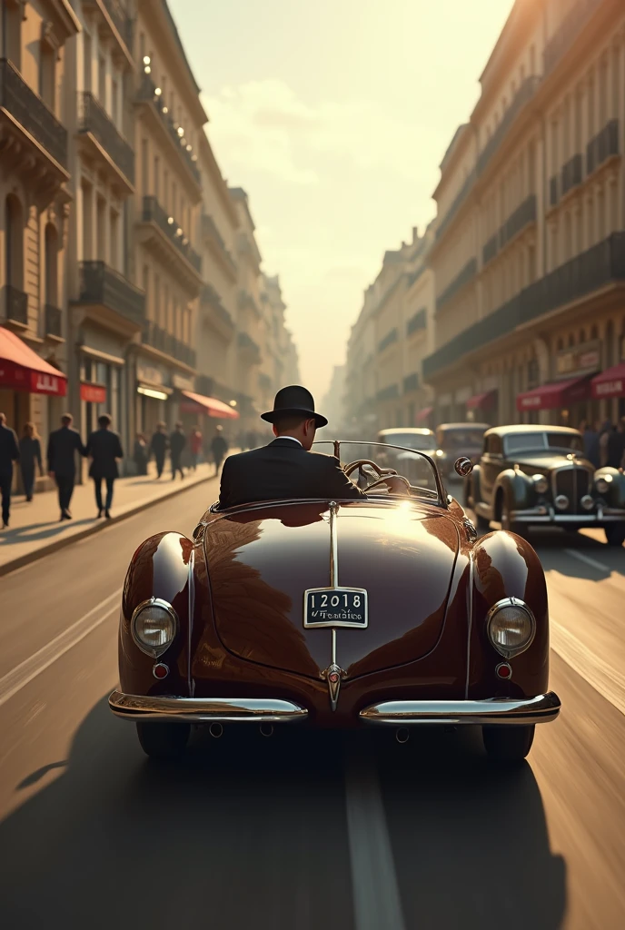 A station wagon ambassador in the street of Paris