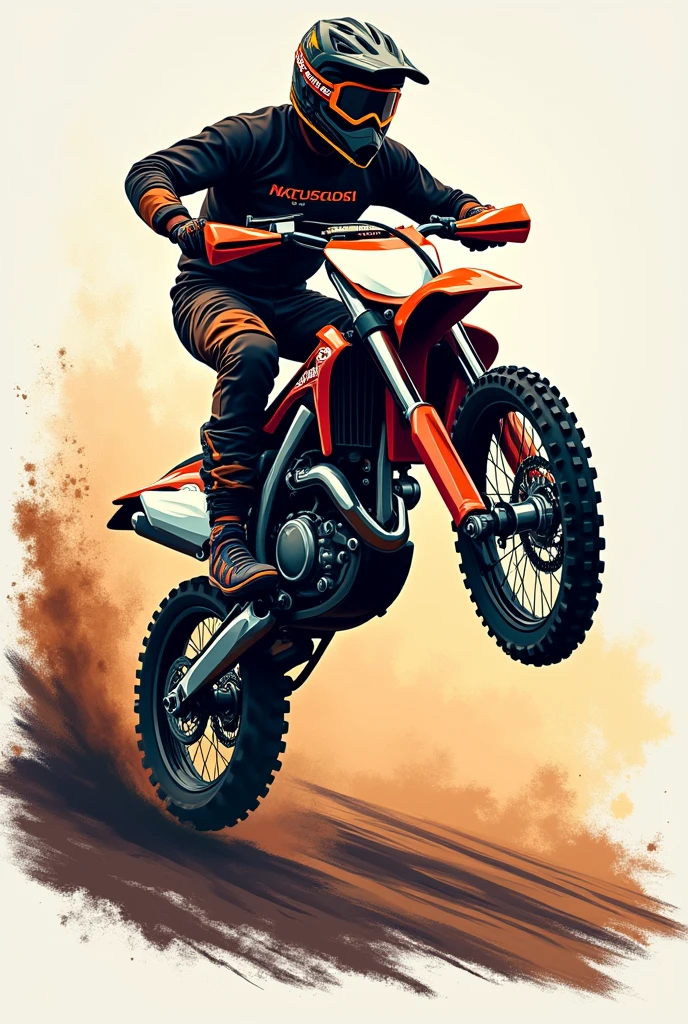 Logo for motocross that has a person riding a motorcycle