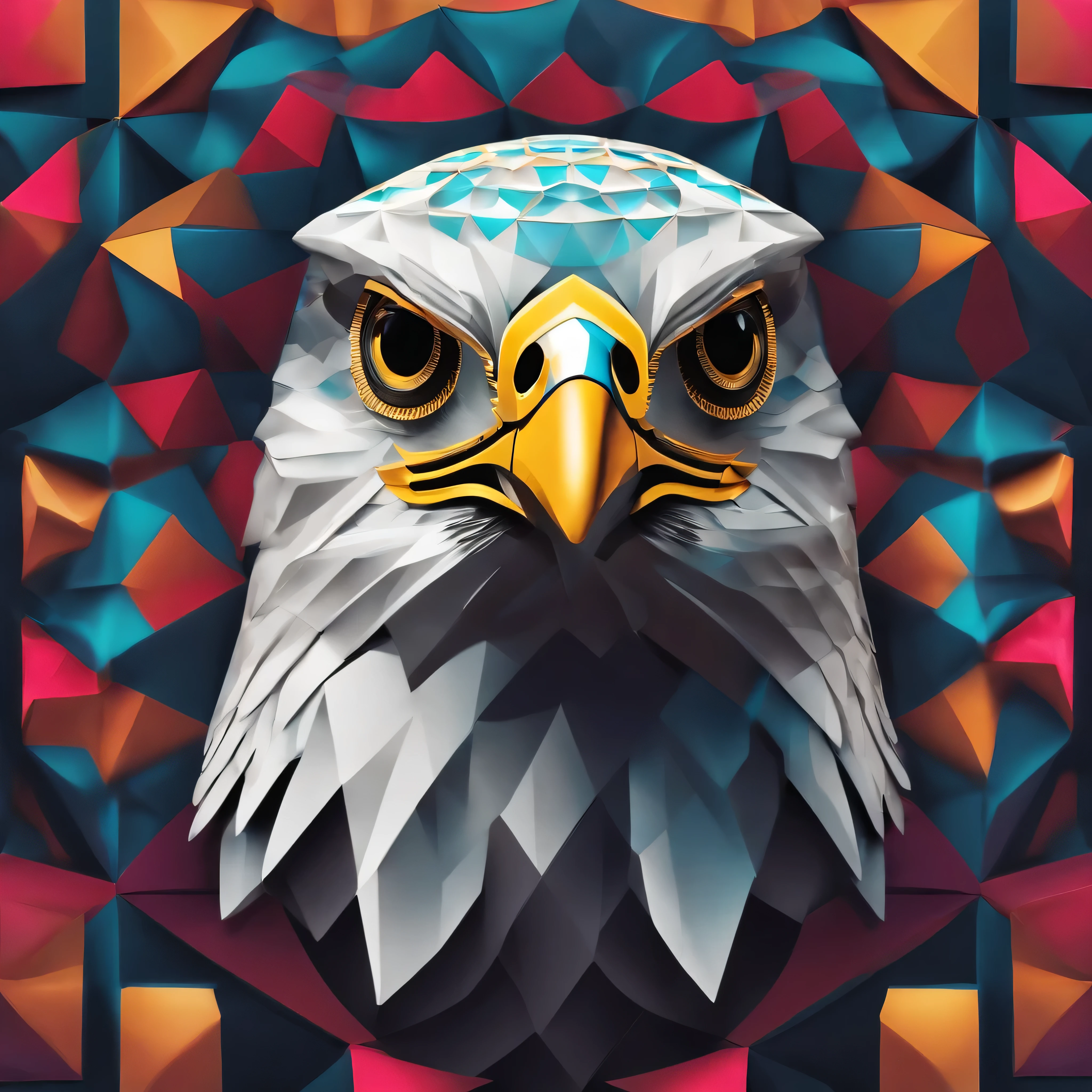 Logo of a brand new logo of a falcon style made of geometrical spheres ispired on the new retro dalí style