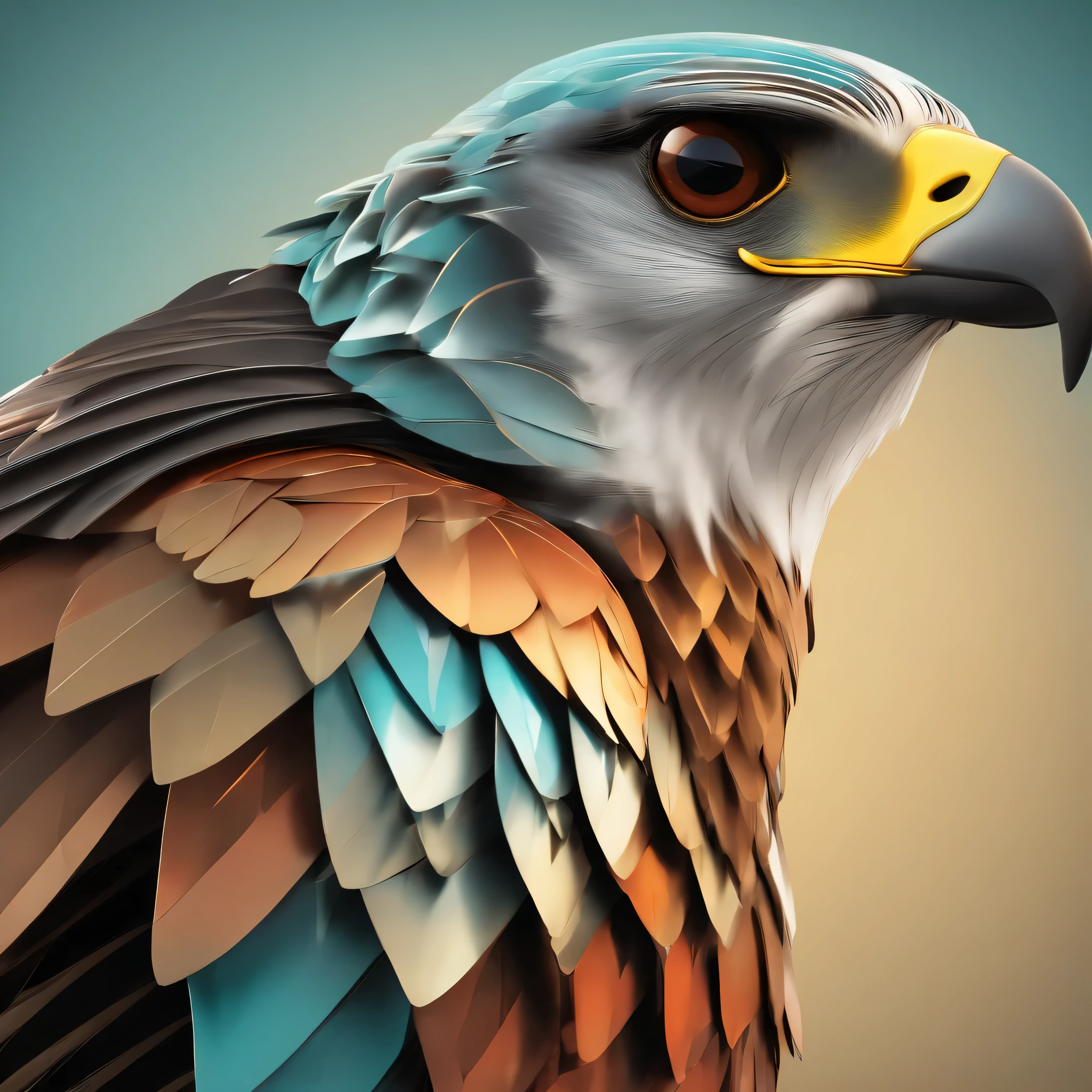 Logo of a brand new logo of a falcon style made of geometrical spheres ispired on the new retro dalí style