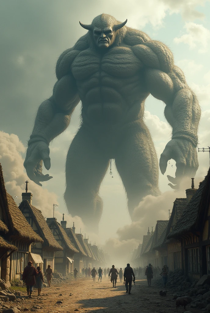 giant destroying a village