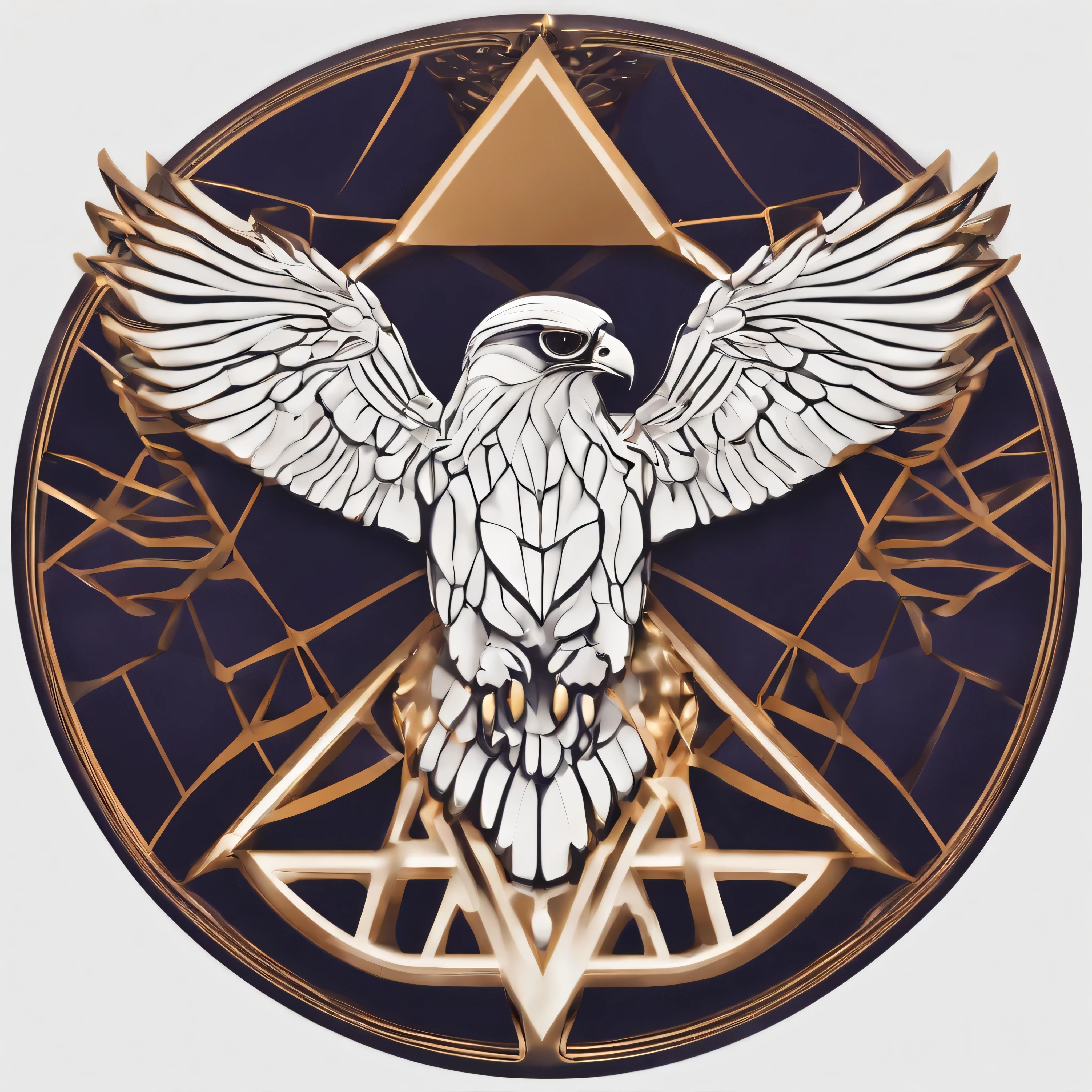 Logo of a brand new logo of a falcon style made of geometrical spheres ispired on the new retro dalí style