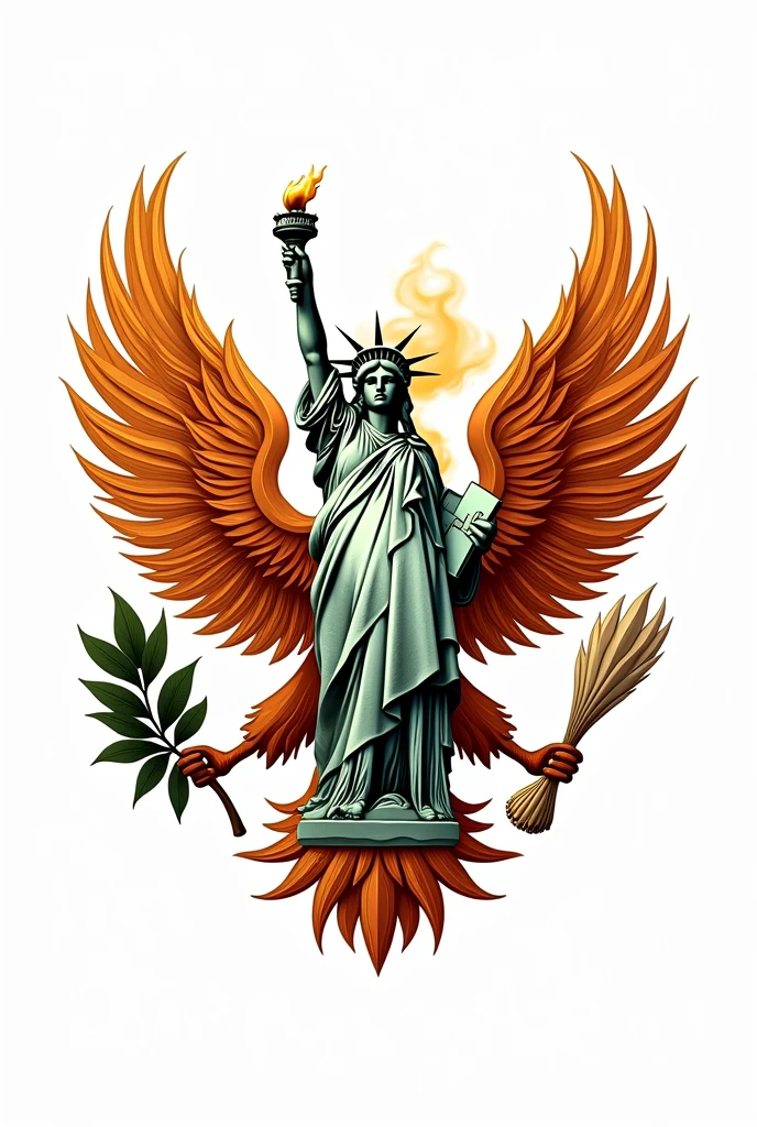 I have a country that mainly represents freedom, It&#39;s called Libertalia, make a national coat of arms in his honour .

Perp make only the shield on a white background More original, with mother liberty in the center and a phoenix ummm the image inside the shield and that&#39;s it