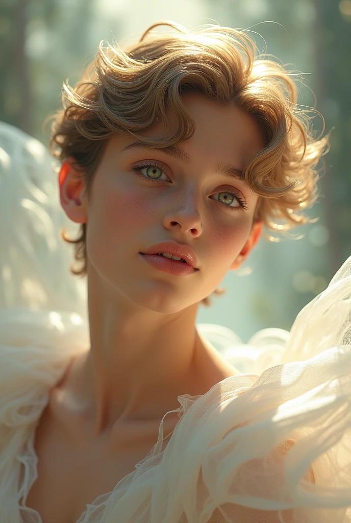 A boy, He is the son of Aphrodite, ah inherit the beauty 