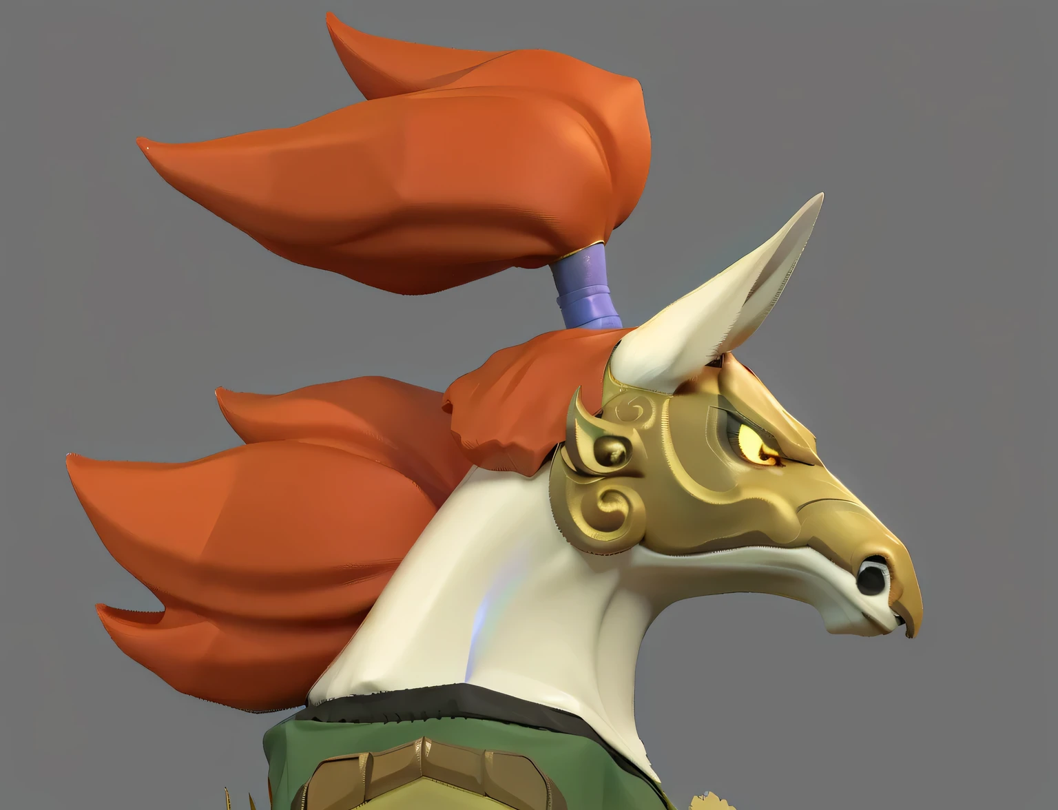 A horse with a metal mask, Very flat shadows, Smooth Shadows, High resolution and detail, Delicate face and nose, Head details, Stylized shadows, stylized fox look, hand painted textures on model, trending on Number of polygons, Number of polygons, Stylized cartoon rendering, Male Centaur-Centaur Chimera,3D Character Art,Ashe,2。5 D CGI Anime Fantasy Artwork,CGScosiety,Close-up characters,As seen on the Art Station