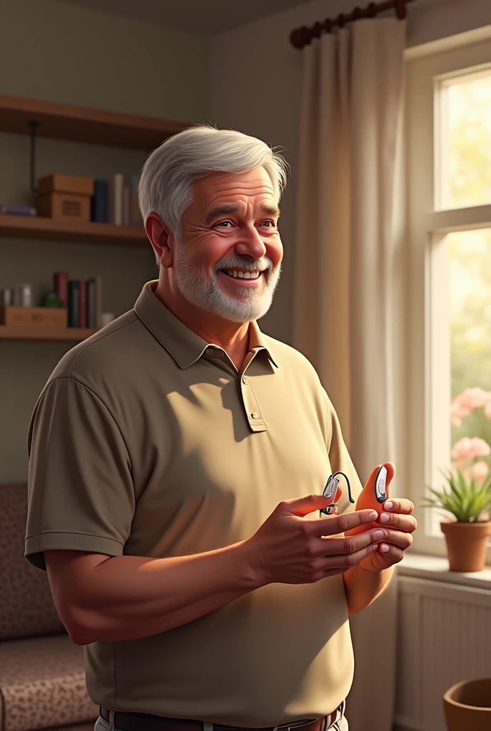 A person thanking his hearing aids