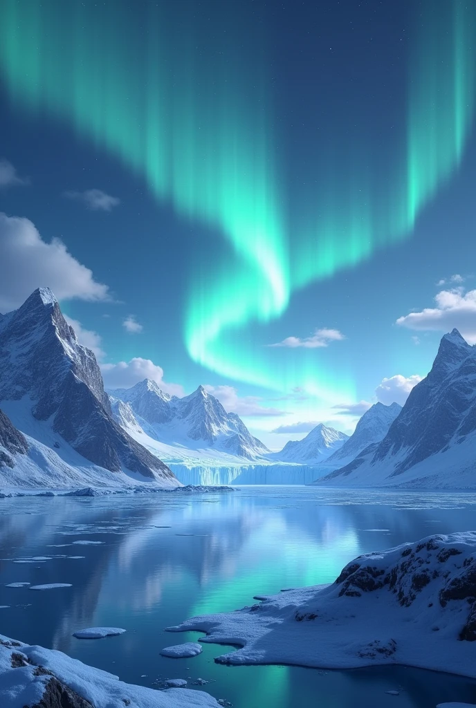 A landscape with glacial auroras