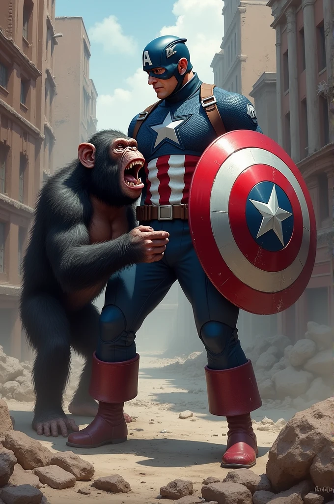 Captain America killing chimpanzee